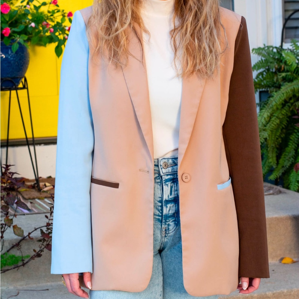 Endless Rose Cream and Brown Blazer